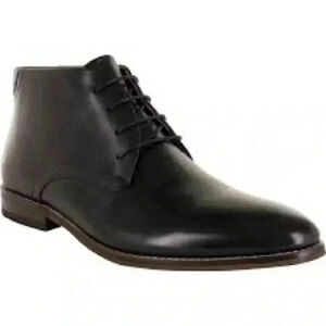 [10EE]Florsheim Baldwin  Black Leather Men Plain Toe Chukka Boots
